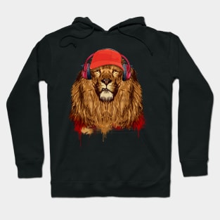 Cool Lion king,hipster, music band look 80s Hoodie